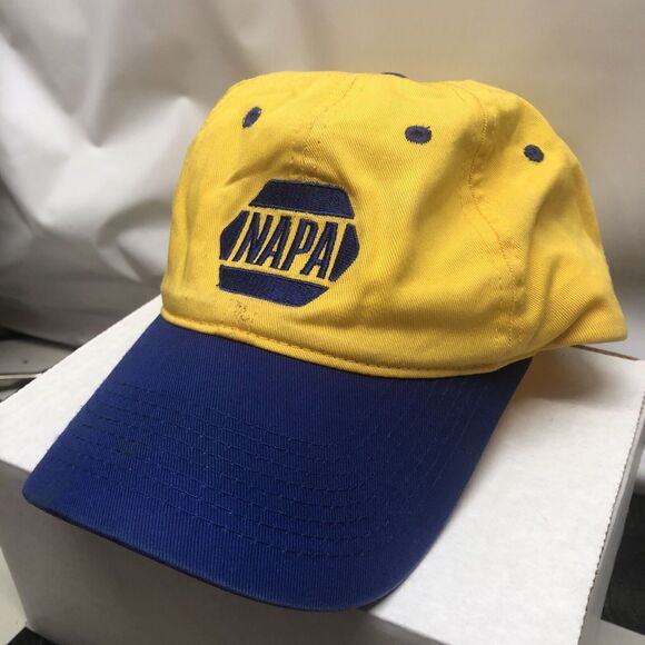 NAPA 75th Anniversary Mens Yellow Blue Adjustable H&L Strapback Hat Cap Baseball - Picture 2 of 11